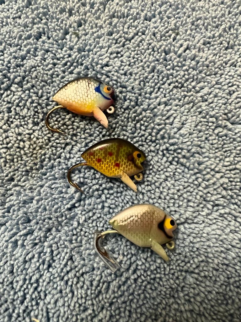3 Heddon Punkinseed Punkie Fly Rod Lures (Shad, Bluegill & Sunfish